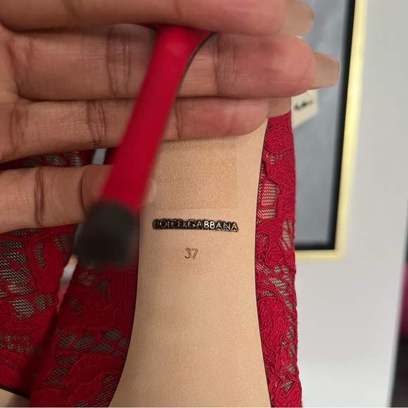 Dolce & Gabbana Red Lace Mesh peep toe bootie - Picture 7 of 8